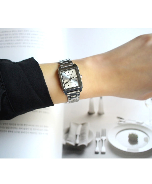 [무배] 카시오 사각 메탈 여성 손목시계