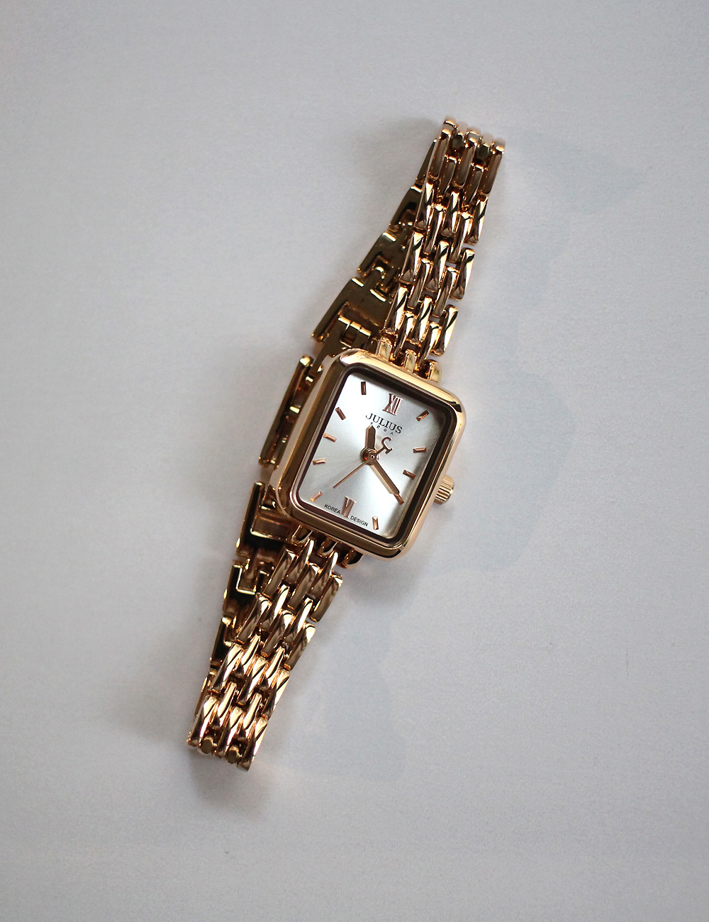 사각 클래시 메탈 로즈골드 여성 손목시계